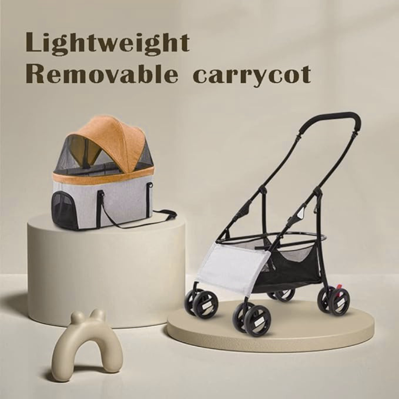 Pet Stroller Orange (8 Strong Wheels)