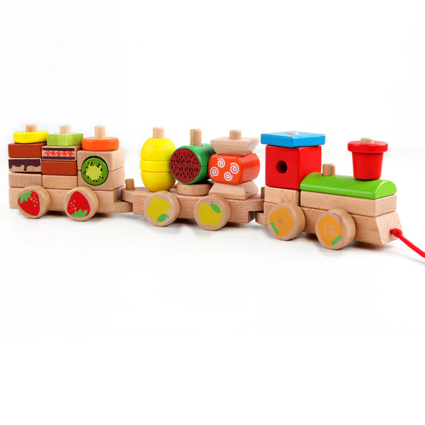 3 Wooden Fruit Trains Blocks (Educational Toy)