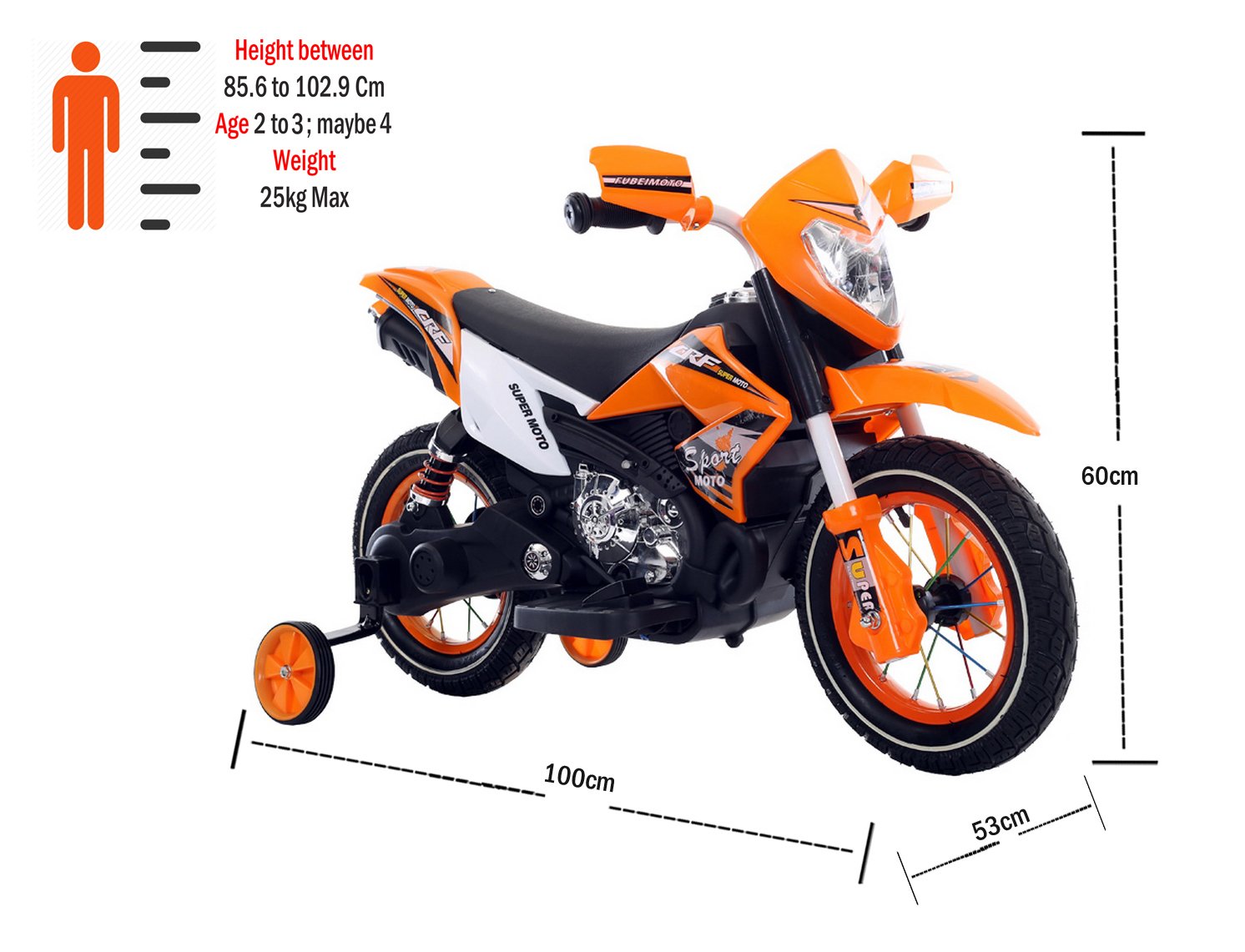 Motocross with Inflatable Tyres Orange 6V