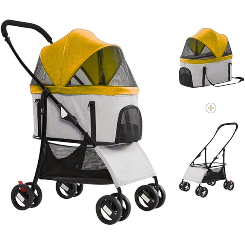 Pet Stroller Yellow (8 Strong Wheels)