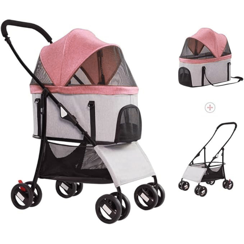 Pet Stroller Pink (8 Strong Wheels)