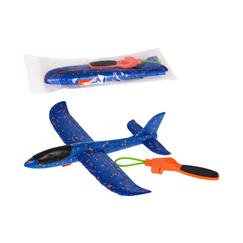 Styrofoam Airplane with Manual Launcher Blue