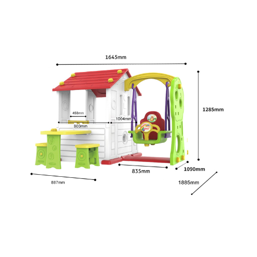 House Cottage Slide 3in1 Red Roof