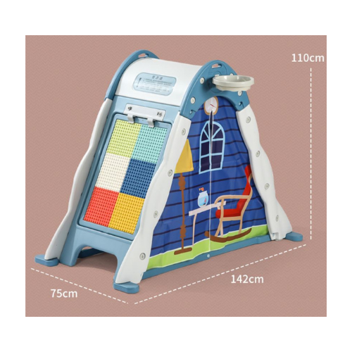 Play House Set Indoor Folding Play Tent Drawing Board with Climbing Wall