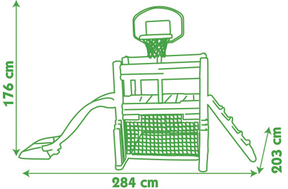 Multifunctional Playground with House, Slide, Bench, Climbing Wall and Basketball Hoop SMOBY