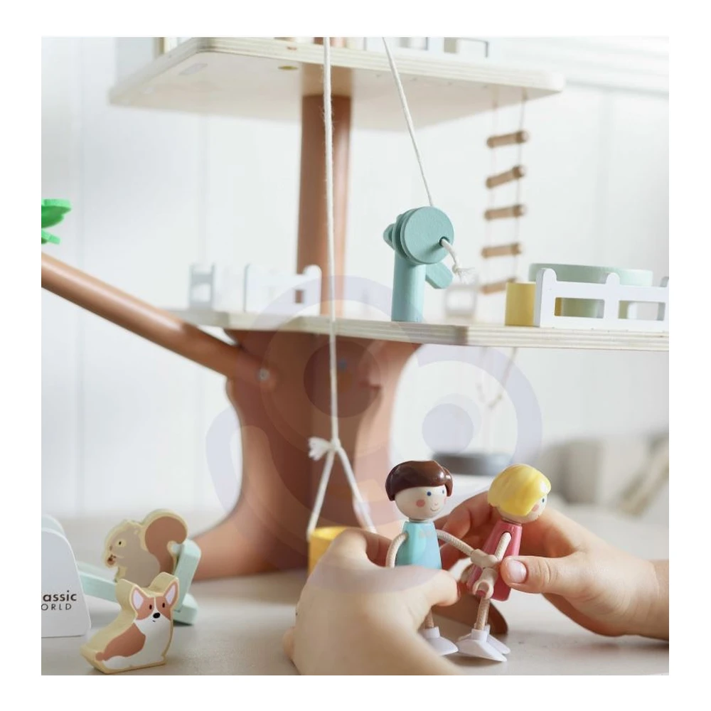 CLASSIC WORLD Wooden Tree House for Dolls 31 el.