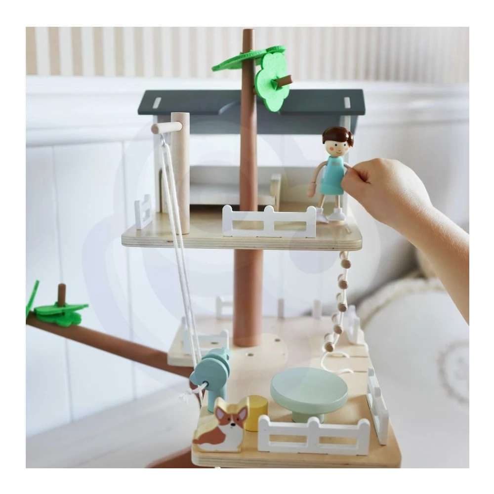 CLASSIC WORLD Wooden Tree House for Dolls 31 el.