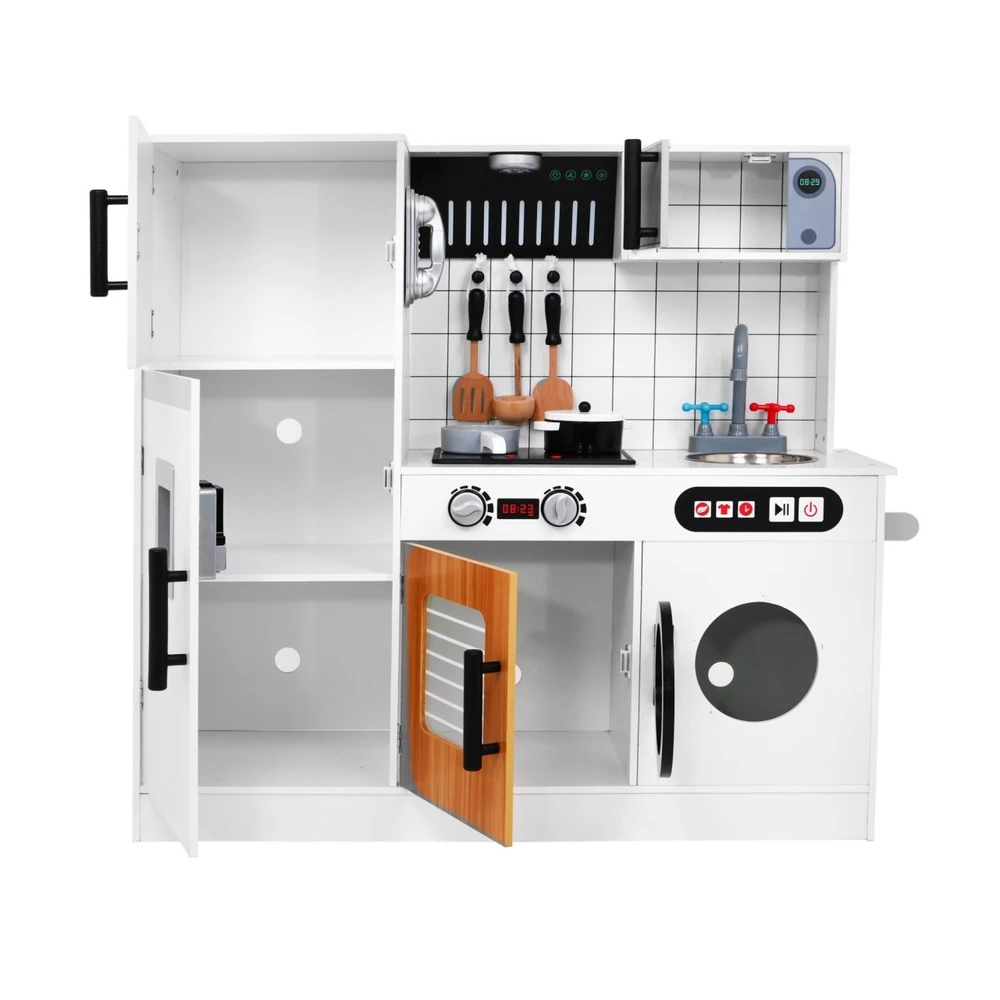 Wooden Kitchen With Effects of Light and Sound