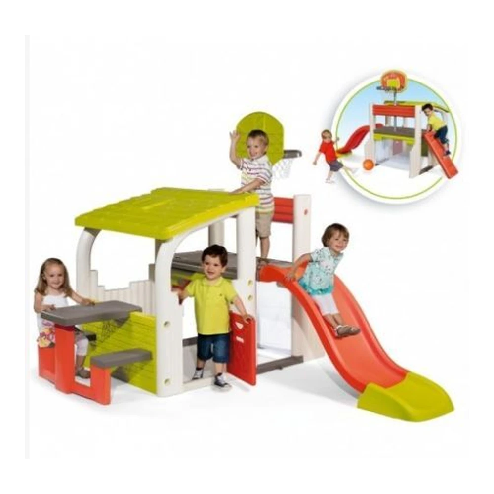 Smoby Multifunctional Playground Slide House with roof and basketball