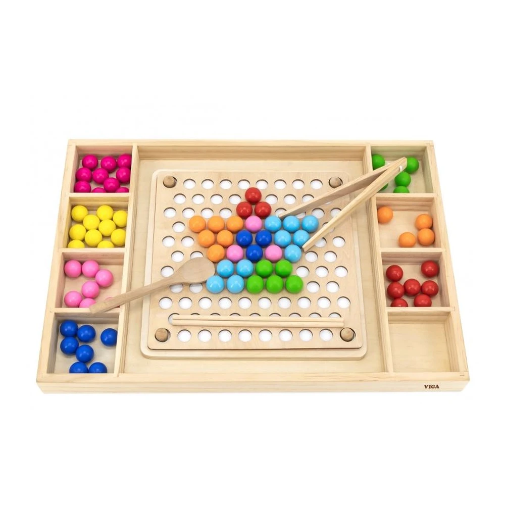 VIGA Wooden Game Catch and Match Balls Montessori Puzzle