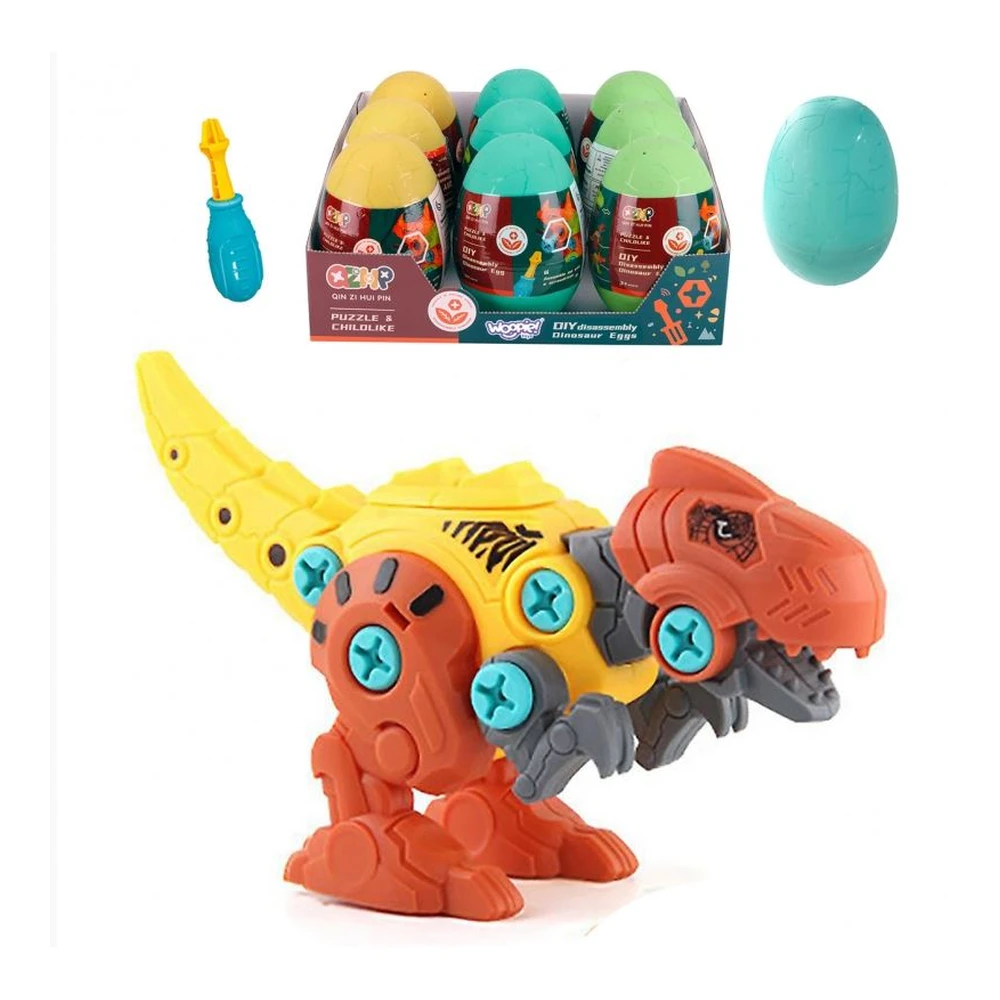 Yellow Egg Twist Dinosaur Tyrannosaurus Construction Set. WOOPIE