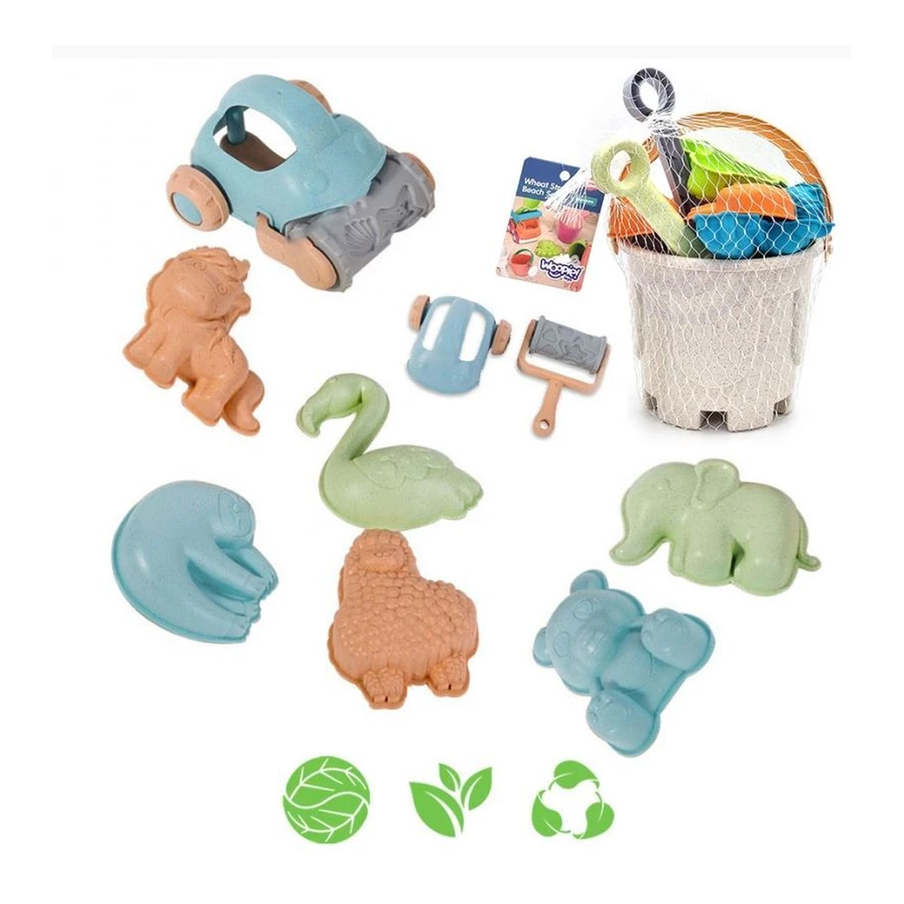 WOOPIE GREEN Sand Set with Bucket and Car 10 el. BIODEGRADABLE