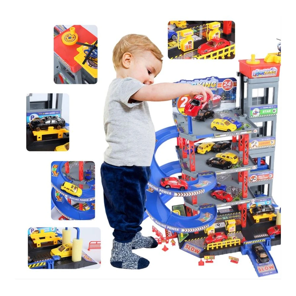 WOOPIE Multilevel Parking Garage Car Wash Helicopter + Acc.