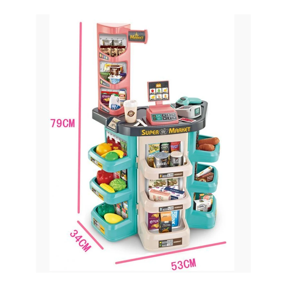 Shop Supermarket and Trolley Shop Basket Cash Register Scale Scanner