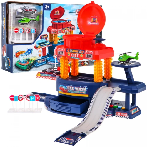 Carwash with Helicopter, Cars and Accesories with Hot/Cold Water Colour Change Action