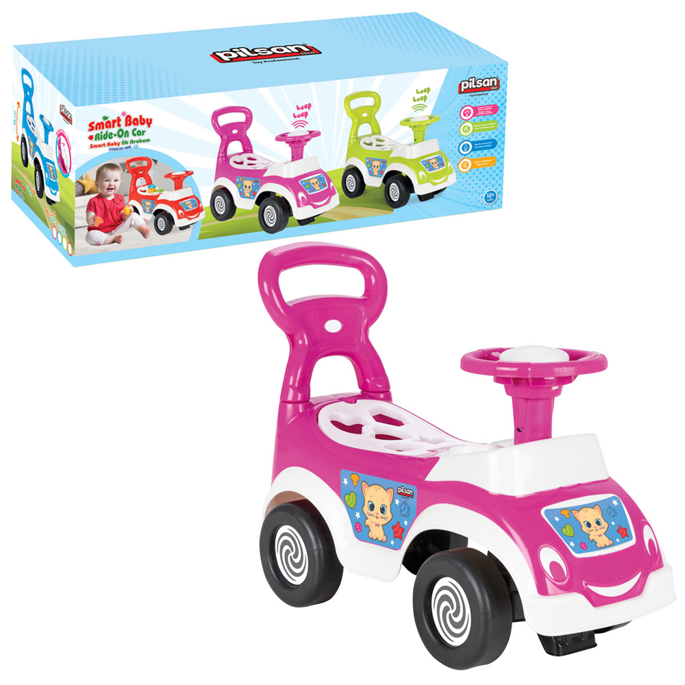 Ride-on 4in1 Sorter Pusher Walker + Horn Storage Pink WOOPIE