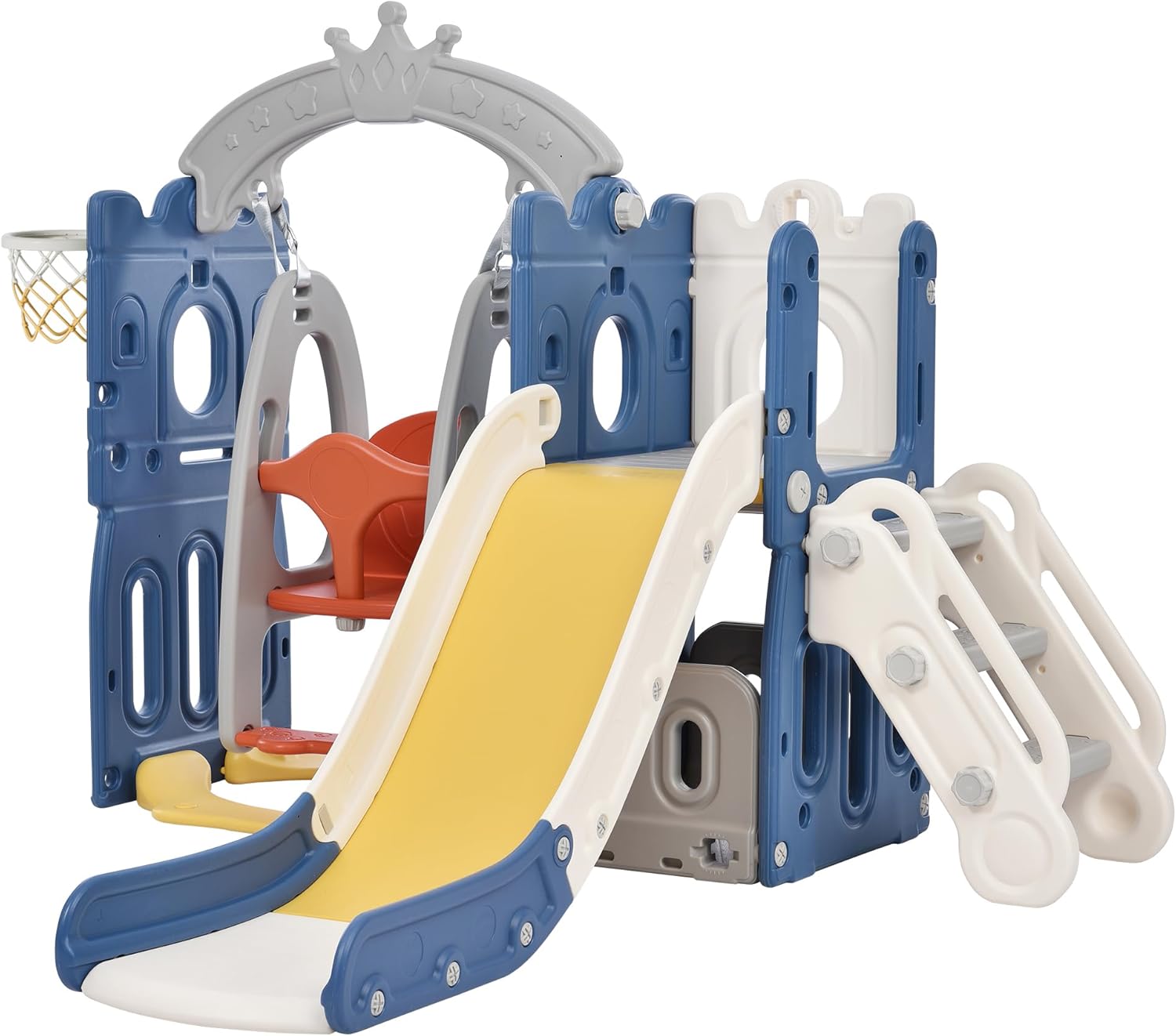 Blue Combination 5in1 Slide and Swing Set